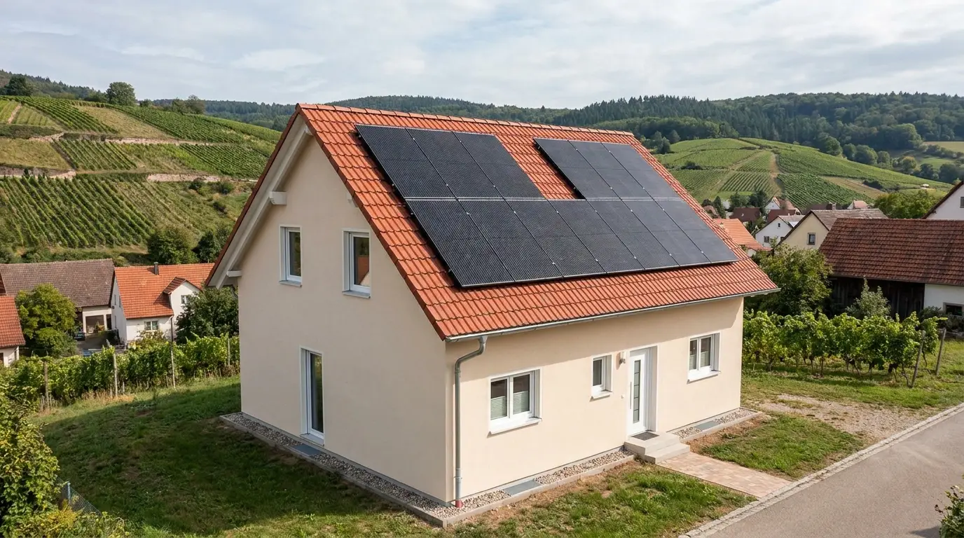Einfamilienhaus mit 11 Solarmodulen – PVfix24 S Komplettpaket